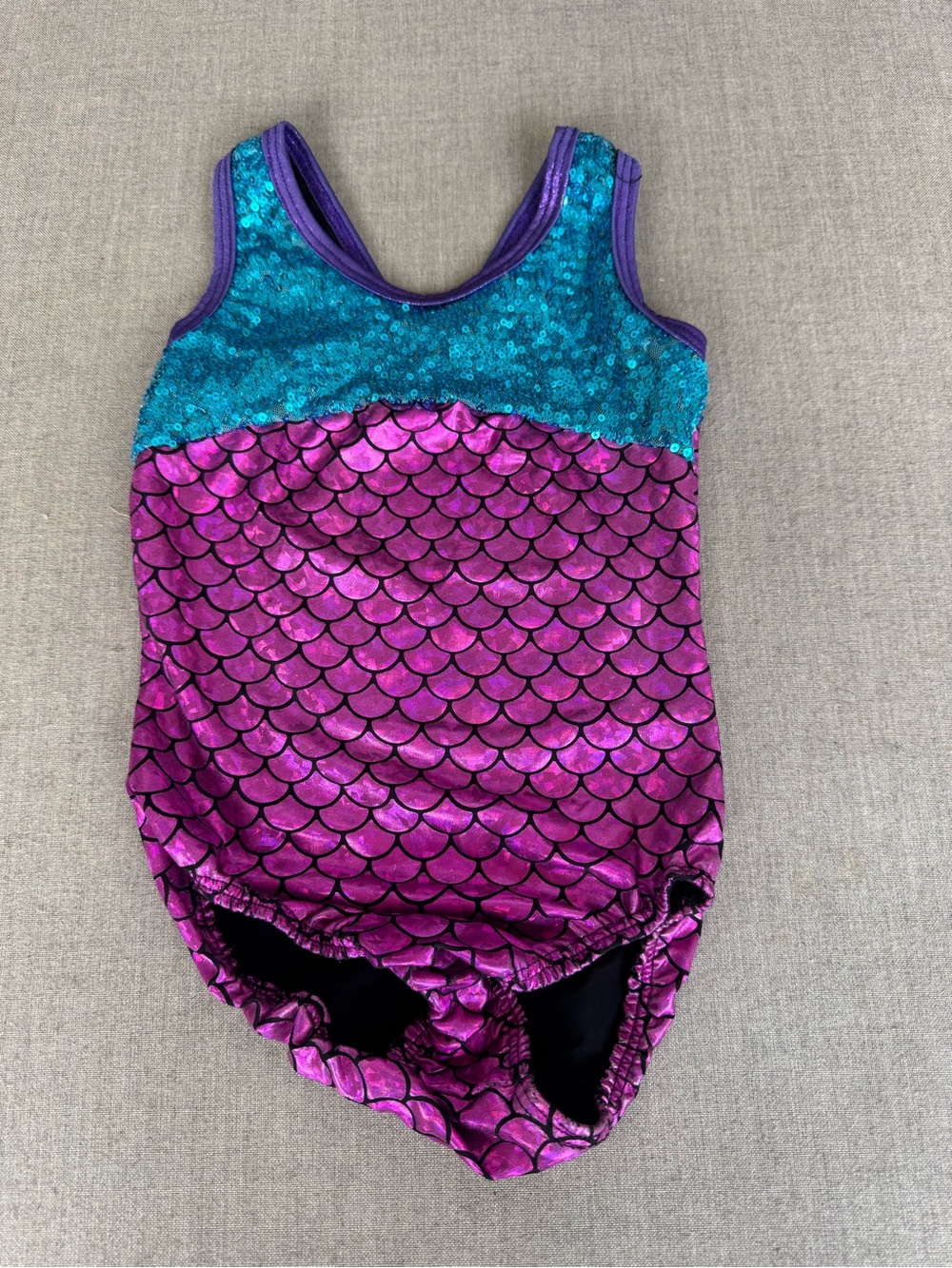 Reflections, Mermaid Sequin, One-Piece Swimsuit in Teal & Purple. Size 4